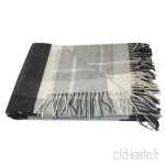Cachemire Laine Mérinos Plaid Couverture  100% Laine  140 x 200 cm plaid Blanket canapé couverture Blanc / Gris Foncé / Gris - B0759VH9BX